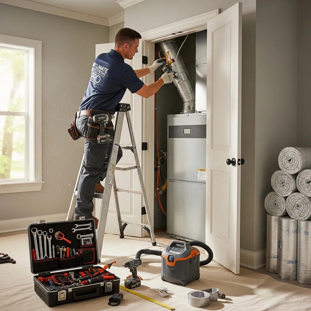 Blog 3 HVAC technician installing a modern HVAC system in a residential setting